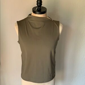 Calvin Klein Women's Funnel-Neck Sleeveless Top olive Green lightweight